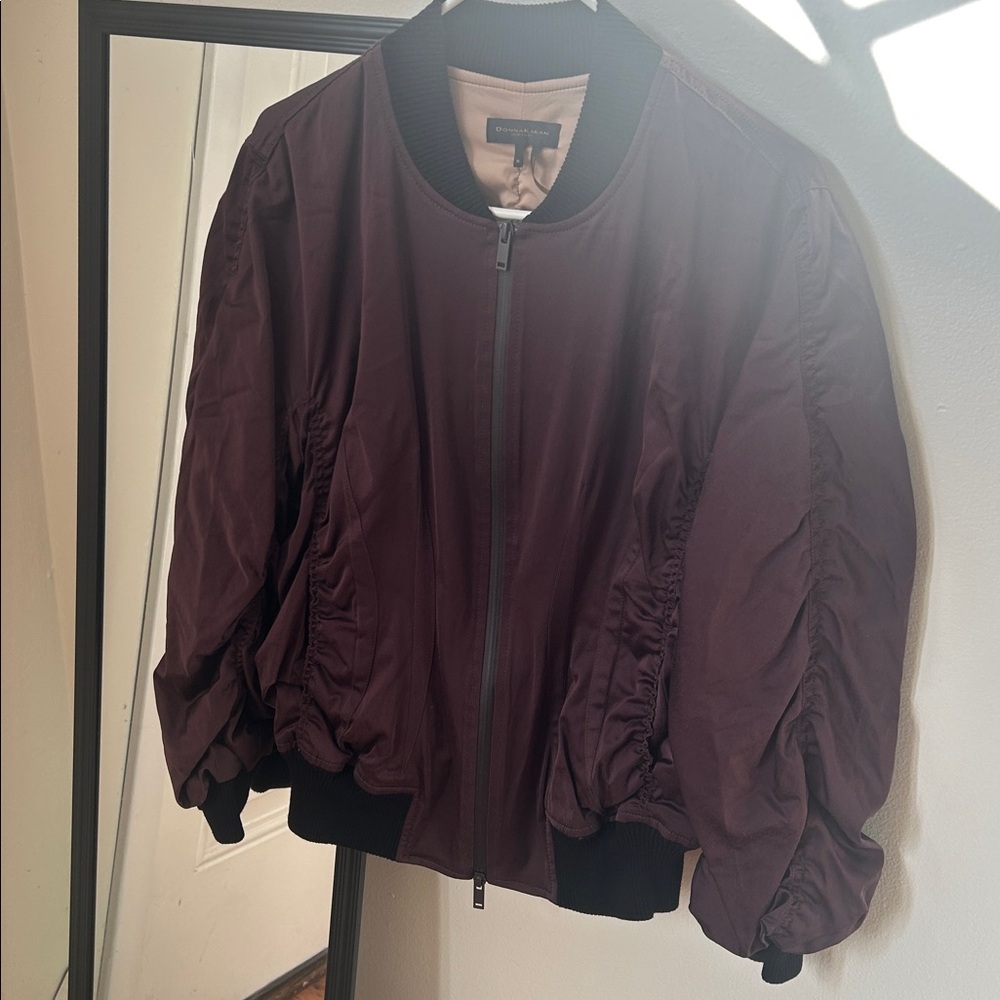 Donna Karan New York Eggplant Bomber Jacket - Picture 2 of 7